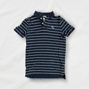 Abercrombie & Fitch Navy White Striped Polo Shirt Men's Muscle Fit S